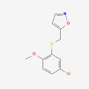 molecular formula C11H10BrNO2S B13471249 5-{[(5-Bromo-2-methoxyphenyl)sulfanyl]methyl}-1,2-oxazole 