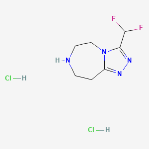 molecular formula C7H12Cl2F2N4 B13471276 3-(difluoromethyl)-5H,6H,7H,8H,9H-[1,2,4]triazolo[4,3-d][1,4]diazepine dihydrochloride 