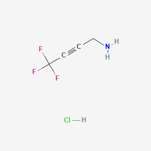 molecular formula C4H5ClF3N B13471346 4,4,4-Trifluorobut-2-yn-1-amine hydrochloride CAS No. 2913243-98-6