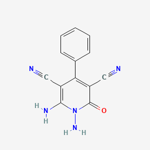molecular formula C13H9N5O B1347218 1,6-二氨基-2-氧代-4-苯基-1,2-二氢吡啶-3,5-二甲腈 CAS No. 79388-04-8