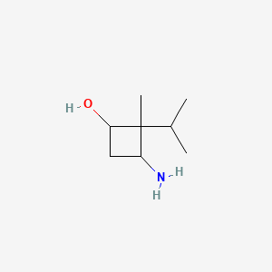 molecular formula C8H17NO B13473122 3-Amino-2-methyl-2-(propan-2-yl)cyclobutan-1-ol 