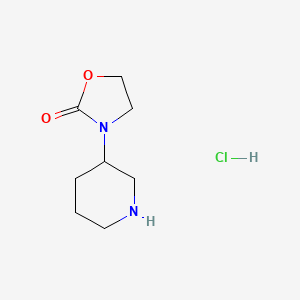 molecular formula C8H15ClN2O2 B13473166 3-(Piperidin-3-yl)-1,3-oxazolidin-2-one hydrochloride 