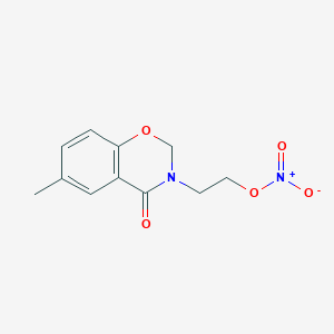 B134732 4H-1,3-Benzoxazin-4-one, 2,3-dihydro-6-methyl-3-(2-(nitrooxy)ethyl)- CAS No. 143248-64-0