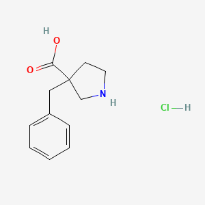 molecular formula C12H16ClNO2 B13473222 3-Benzylpyrrolidine-3-carboxylic acid hydrochloride 