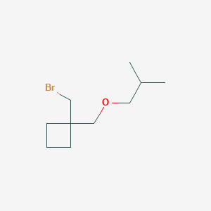 molecular formula C10H19BrO B13473255 1-(Bromomethyl)-1-(isobutoxymethyl)cyclobutane 