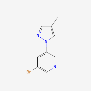 molecular formula C9H8BrN3 B13473290 3-bromo-5-(4-methyl-1H-pyrazol-1-yl)pyridine 