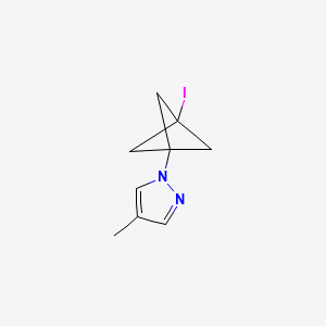 molecular formula C9H11IN2 B13473303 1-(3-Iodo-1-bicyclo[1.1.1]pentanyl)-4-methyl-pyrazole 