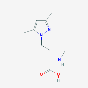 molecular formula C11H19N3O2 B13473346 4-(3,5-Dimethyl-1h-pyrazol-1-yl)-2-methyl-2-(methylamino)butanoic acid 