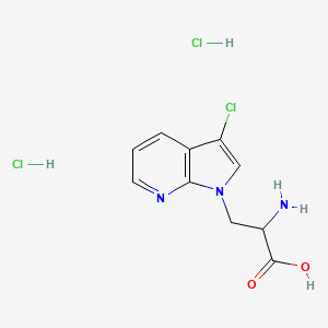 molecular formula C10H12Cl3N3O2 B13473399 2-amino-3-{3-chloro-1H-pyrrolo[2,3-b]pyridin-1-yl}propanoicaciddihydrochloride 