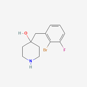 molecular formula C12H15BrFNO B13473403 4-(2-Bromo-3-fluorobenzyl)piperidin-4-ol 