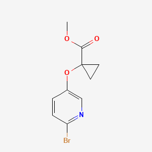 molecular formula C10H10BrNO3 B13473461 Methyl 1-[(6-bromopyridin-3-yl)oxy]cyclopropane-1-carboxylate 