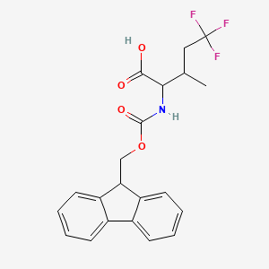 molecular formula C21H20F3NO4 B13473678 2-({[(9H-fluoren-9-yl)methoxy]carbonyl}amino)-5,5,5-trifluoro-3-methylpentanoic acid 