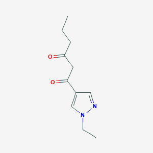 molecular formula C11H16N2O2 B13473756 1-(1-Ethyl-1h-pyrazol-4-yl)hexane-1,3-dione 