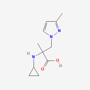 molecular formula C11H17N3O2 B13473769 2-(Cyclopropylamino)-2-methyl-3-(3-methyl-1h-pyrazol-1-yl)propanoic acid 