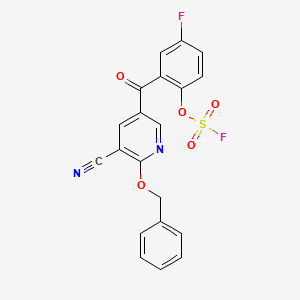 molecular formula C20H12F2N2O5S B13473827 2-(6-(Benzyloxy)-5-cyanonicotinoyl)-4-fluorophenyl sulfurofluoridate 