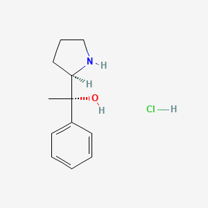 molecular formula C12H18ClNO B13473880 (1S)-1-phenyl-1-[(2R)-pyrrolidin-2-yl]ethan-1-olhydrochloride 