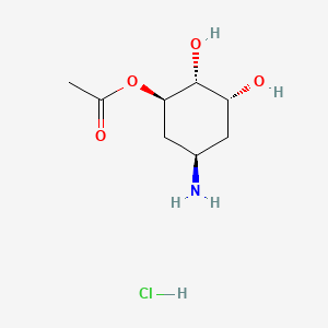 molecular formula C8H16ClNO4 B13473901 (1R,2R,3R,5R)-5-amino-2,3-dihydroxycyclohexyl acetate hydrochloride 