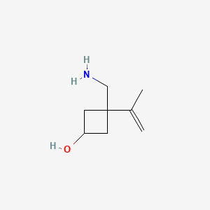 molecular formula C8H15NO B13473996 3-(Aminomethyl)-3-(prop-1-en-2-yl)cyclobutan-1-ol 