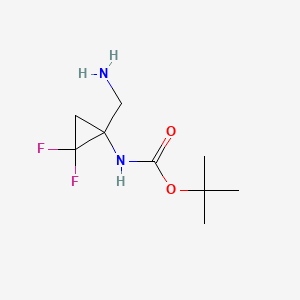 molecular formula C9H16F2N2O2 B13474084 tert-butyl N-[1-(aminomethyl)-2,2-difluorocyclopropyl]carbamate 