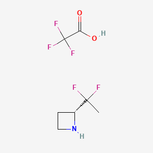 molecular formula C7H10F5NO2 B13474119 (2R)-2-(1,1-difluoroethyl)azetidine, trifluoroacetic acid 