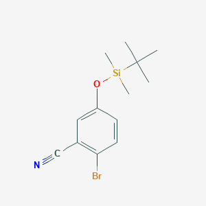 molecular formula C13H18BrNOSi B13474142 2-Bromo-5-((tert-butyldimethylsilyl)oxy)benzonitrile 