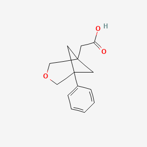 molecular formula C14H16O3 B13474238 2-{5-Phenyl-3-oxabicyclo[3.1.1]heptan-1-yl}acetic acid 