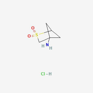 molecular formula C5H10ClNO2S B13474333 4-Amino-2lambda6-thiabicyclo[2.1.1]hexane-2,2-dione hydrochloride 