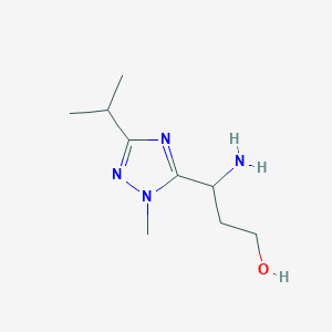 molecular formula C9H18N4O B13474407 3-Amino-3-(3-isopropyl-1-methyl-1h-1,2,4-triazol-5-yl)propan-1-ol 