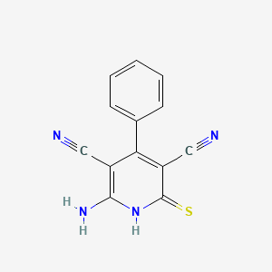 molecular formula C13H8N4S B1347442 2-氨基-4-苯基-6-硫代亚氨基-1H-吡啶-3,5-二腈 CAS No. 119022-76-3