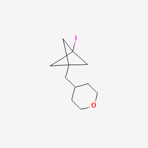 molecular formula C11H17IO B13474429 4-({3-Iodobicyclo[1.1.1]pentan-1-yl}methyl)oxane 