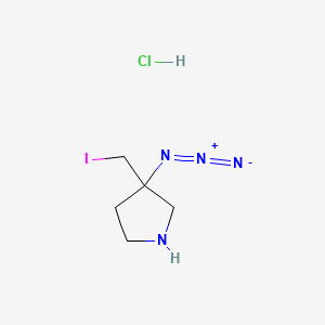 molecular formula C5H10ClIN4 B13474453 3-Azido-3-(iodomethyl)pyrrolidine hydrochloride 