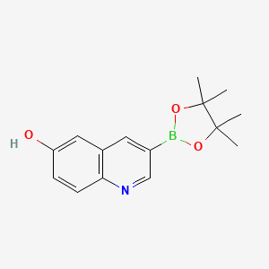 molecular formula C15H18BNO3 B13474465 3-(4,4,5,5-Tetramethyl-1,3,2-dioxaborolan-2-yl)quinolin-6-ol 