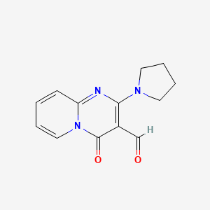molecular formula C13H13N3O2 B1347449 4H-吡啶并[1,2-a]嘧啶-3-甲醛, 4-氧代-2-(1-吡咯烷基)- CAS No. 111680-73-0
