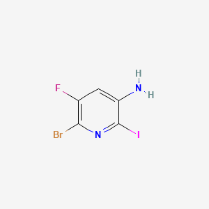 molecular formula C5H3BrFIN2 B13474557 6-Bromo-5-fluoro-2-iodopyridin-3-amine 