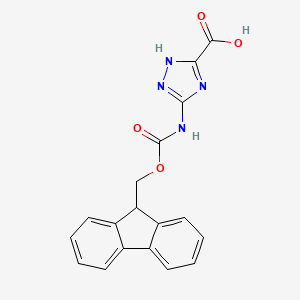 molecular formula C18H14N4O4 B13474585 5-((((9H-Fluoren-9-yl)methoxy)carbonyl)amino)-1H-1,2,4-triazole-3-carboxylic acid 