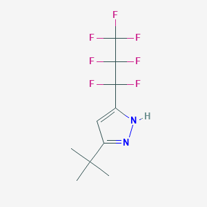 molecular formula C10H11F7N2 B13474757 5-tert-butyl-3-(heptafluoropropyl)-1H-pyrazole 