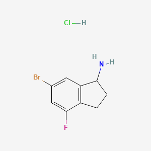 molecular formula C9H10BrClFN B13474780 6-bromo-4-fluoro-2,3-dihydro-1H-inden-1-amine hydrochloride 