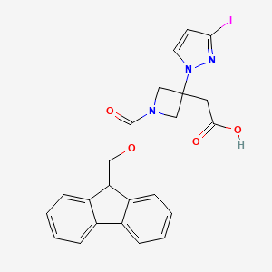 molecular formula C23H20IN3O4 B13474879 2-(1-{[(9H-fluoren-9-yl)methoxy]carbonyl}-3-(3-iodo-1H-pyrazol-1-yl)azetidin-3-yl)acetic acid 