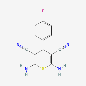 molecular formula C13H9FN4S B1347493 2,6-二氨基-4-(4-氟苯基)-4H-硫代吡喃-3,5-二腈 CAS No. 125240-16-6