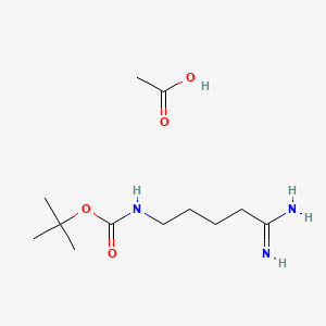 molecular formula C12H25N3O4 B13475070 acetic acid, tert-butyl N-(4-carbamimidoylbutyl)carbamate 