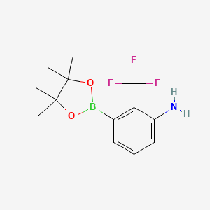 molecular formula C13H17BF3NO2 B13475353 3-(Tetramethyl-1,3,2-dioxaborolan-2-yl)-2-(trifluoromethyl)aniline 