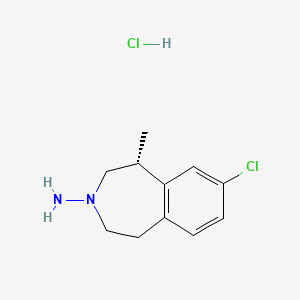 molecular formula C11H16Cl2N2 B13475657 (1R)-8-chloro-1-methyl-2,3,4,5-tetrahydro-1H-3-benzazepin-3-amine hydrochloride 