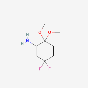 molecular formula C8H15F2NO2 B13475722 5,5-Difluoro-2,2-dimethoxycyclohexan-1-amine 