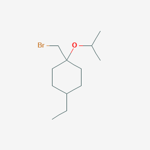 molecular formula C12H23BrO B13475740 1-(Bromomethyl)-4-ethyl-1-isopropoxycyclohexane 