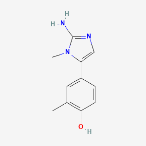 molecular formula C11H13N3O B13475832 4-(2-amino-1-methyl-1H-imidazol-5-yl)-2-methylphenol 