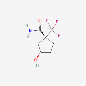 rac-(1R,3R)-3-hydroxy-1-(trifluoromethyl)cyclopentane-1-carboxamide, trans