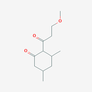 molecular formula C12H20O3 B13475947 2-(3-Methoxypropanoyl)-3,5-dimethylcyclohexan-1-one 