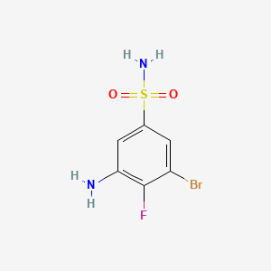 molecular formula C6H6BrFN2O2S B13475978 3-Amino-5-bromo-4-fluorobenzene-1-sulfonamide 