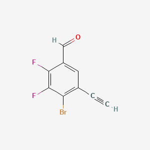 molecular formula C9H3BrF2O B13476020 4-Bromo-5-ethynyl-2,3-difluorobenzaldehyde 