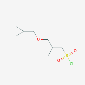 molecular formula C9H17ClO3S B13476138 2-((Cyclopropylmethoxy)methyl)butane-1-sulfonyl chloride 